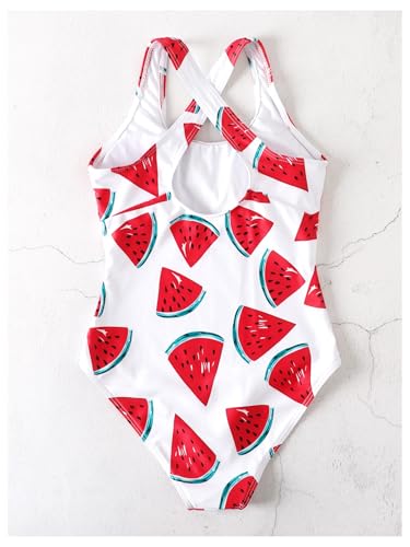 Image of Milumia Girl Watermelon One Piece Swimsuit Cute Criss Cross Back Bathing Suit Beachwear