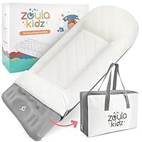 zoula kidz® Aufblasbares Reisebett für Kinder - Luftbett mit Rausfallschutz und integrierter Fußpumpe - Tragbares Kinderreisebett mit Oeko-TEX-Bezug - Ideal für Camping, Hotel & Zuhause