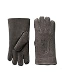 YISEVEN Men's Merino Rugged Shearling Sheepskin Leather Gloves Lambskin Long Cuff Thick Fur Warm Wool Lined for Winter Cold Weather Dress Driving Work Gifts, Gray Size Large