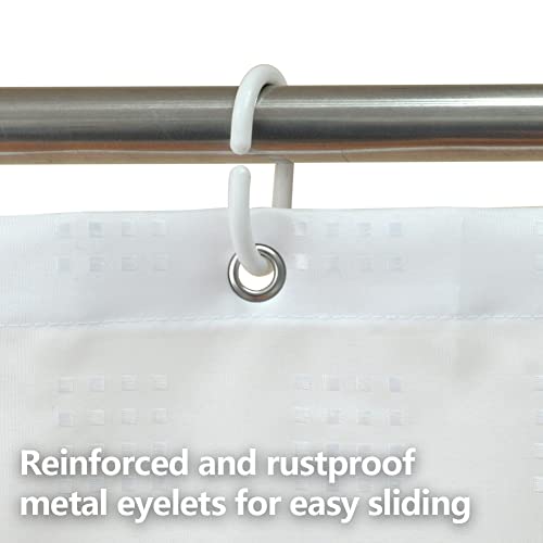 YISURE White Textured Short Shower Curtain, Small Bathroom Tub Curtain - Image 3