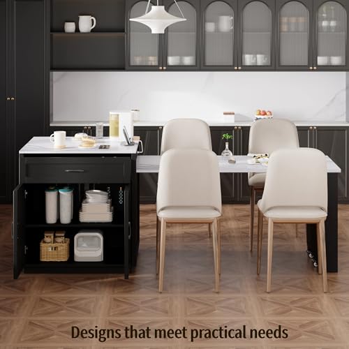 Image of 82.7 inch Kitchen Island Table with Seating & Extendable Dining Table