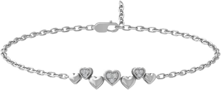 10K Gold and Silver Round Diamond Fashion Bracelet (1/20 Cttw, I2-I3 Clarity, I-J Color) 7 inch