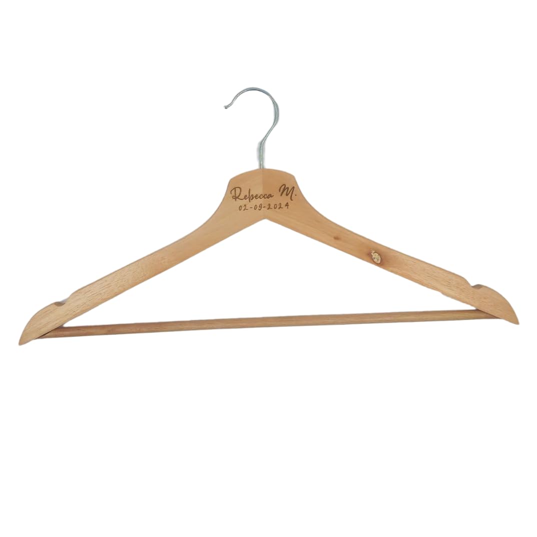 Gruccia Appendiabiti in Legno Personalizzata per Matrimoni | Disponibile in Legno Naturale, Bianco e Nero | wedding hanger - larghezza 43cm