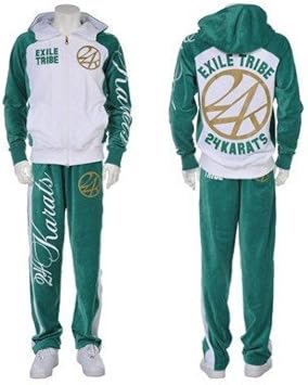 Amazon 新品 Exile Tribe 24karatsベロアセットアップ ジャージ グリーン ホワイト Xl 24karats スポーツ アウトドア