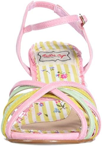 Bettie Page Women's Pinup, Retro, Vintage Heeled Sandal, Pink, 9 | Image 1