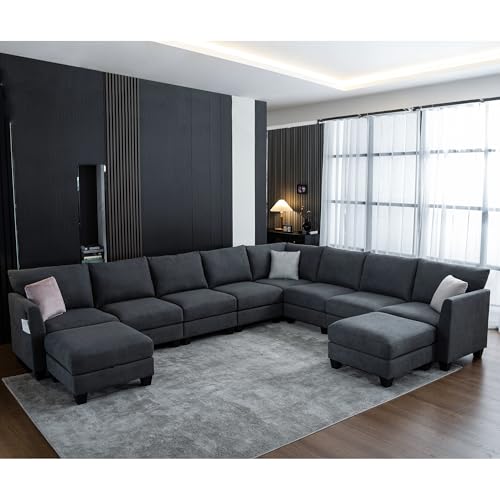 ZX Design 150.4' Large Sectional Couches for Living Room, Grey