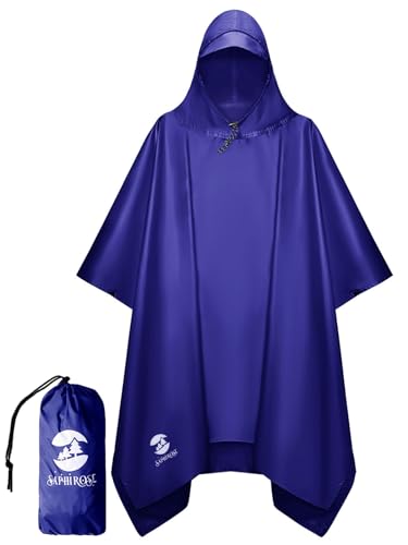 Image of SaphiRose Hooded Rain Poncho Waterproof Raincoat Jacket for Men Women Adults