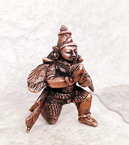 Image of Copper Idols India, 1.7 inches, Handmade Garudar, 55 Grams, Patina Antique Finish, Pack of 1 Piece