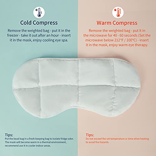 Mr. Sandman Weighted Eye Mask for Sleeping, Blackout Sleep Mask, Reversible Cool & Cozy Compress for Dry Eyes, Headache Migraine Relief, Eye Cover for Travel, Gifts for Women & Men, 0.5 lb, Grey - Image 3