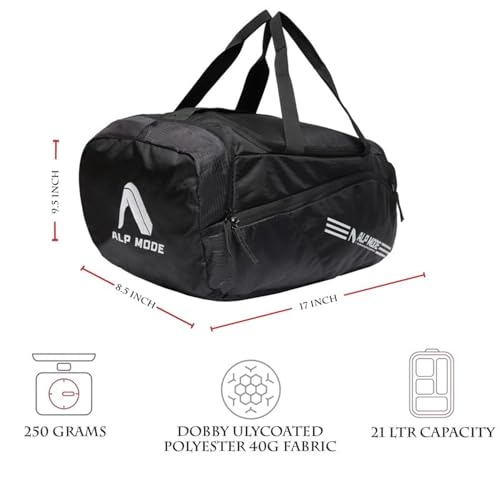 Image of Vectra Gym Duffle Bag with Shoe Compartment & Quick-Access Pocket, Multi-Purpose Travel & Sports Bag with Adjustable Shoulder Strap for Men & Women, Onyx Black