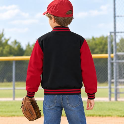 Image of Kids Baseball Jackets Boys Girls Fit Varsity Jacket Casual Lightweight Plain Button Cardigan School Coat