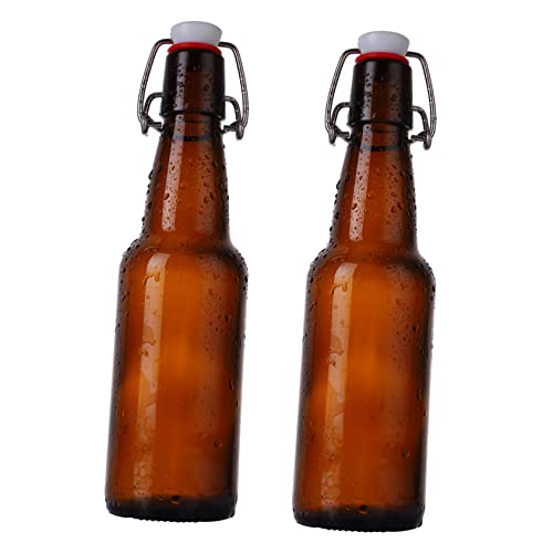 Cabilock 2 Pcs Glass Bottle with Buckle Sealed Storage Container for Enzyme Juice and Cold Beverages for Kitchen Use