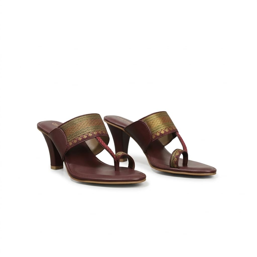 Women Handmade Stylish Chappal Kumkum - KolhaPuri Leather Sandals Comfortable, Durable Footwear (Red)-image-18
