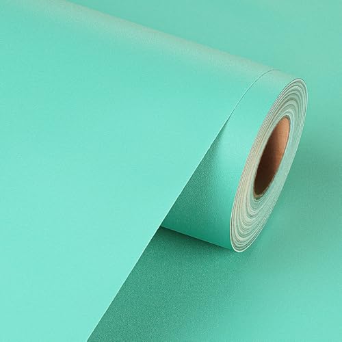 Livelynine Papier peint à décoller et à coller de couleur unie, vert turquoise, 40,1 x 500,4 cm, papier contact épais pour bureau, casier de classe,...