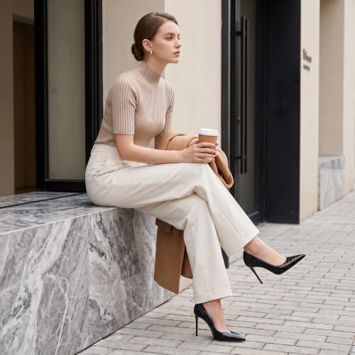 Image of Eldof Women's Classic Dress Pumps Shoes, Sexy Pointed Toe 4 inch Stiletto High Heels, Office Formal Slip On Size 5-13