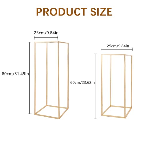 Image of 5pcs Gold Flower Stand Centerpieces,23.6inch Wedding Centerpieces Vase for Tables with Acrylic Plates,Rectangular Flower Display Rack for Table Decorations Event Home Party