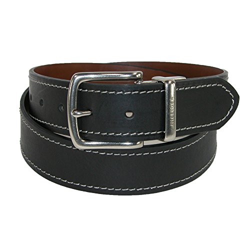 Tommy Hilfiger Men's Contrast Stitching Jean Belt,Black/Brown,30