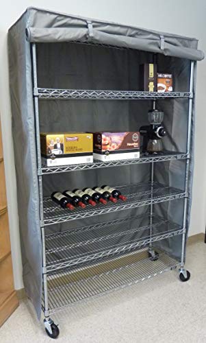 Formosa Covers | The Original Storage Shelving Unit Cover, Keep Garage, Closet, Medical Office, Kitchen, Yard Neat | Wire Steel Metal Shelf Accessories Fits Racks 60" W X 24 D X 72 H (Cover Only Grey) #TOP7