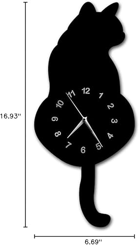 Miniatura 6 de Reloj de péndulo japonés adorable gato negro divertido gato Fnny gato balanceo cola reloj de pared kit gato decoración de pared gatitos amantes