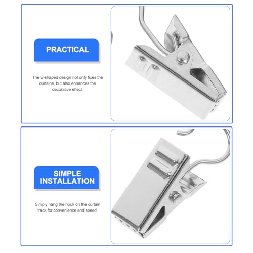 Image of balacoo Curtain Clips with Hooks 100 Pack for Hanging Curtains Drapery Photos Party Lights and Home Decoration Strong Load Bearing and Easy Installation