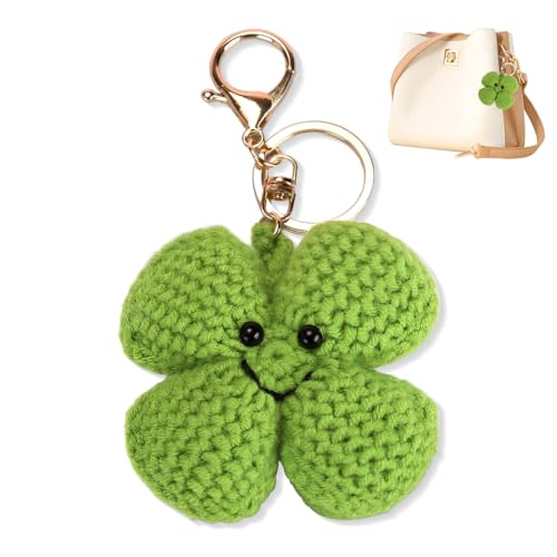 KOQAIIZ Porte Clé Porte Bonheur, Porte Clef de Trefle a 4 Feuilles, Porte-Clés de Peluche Femme, Fortune Cadeau pour Amis Famille