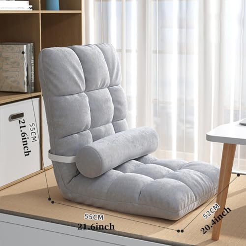Chaise de sol dossier réglable 5 positions avec coussin marron - 2