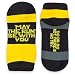Inspirational Athletic Running Socks | Women's Woven Low Cut | May The Run Be With You | Yellow/Black