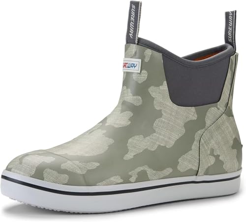 SUREWAY Women's Ankle Fishing Deck Boots for Women,Short Waterproof Neoprene Rubber Rain Boots,Lightweight Garden Work Shoes for Women,Upgraded Slip Resistant,LAKES GREY,Size 7
