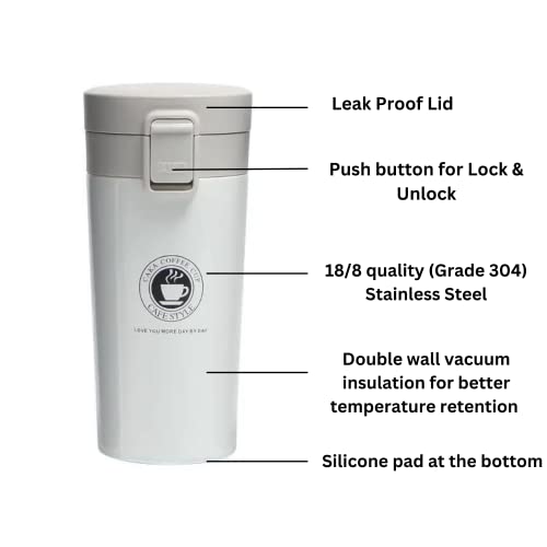 Image of BK 10 IMPORT & EXPORT Vacuum Insulation Cup with Lid, Stainless Steel, Hot & Cold Coffee, Tea for Travelling, Office (White, 360 ml)