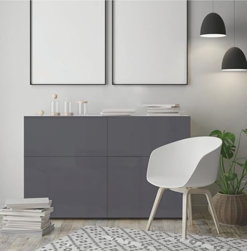 Image of ONETON Glossy Drk Grey Contact Paper Decorative Self Adhesive Counter Top Peel and Stick Wallpaper for Kitchen Cabinets Shelf Drawer Liner Desk Dresser (DRK Gry Glossy WP, 12x80 inch)