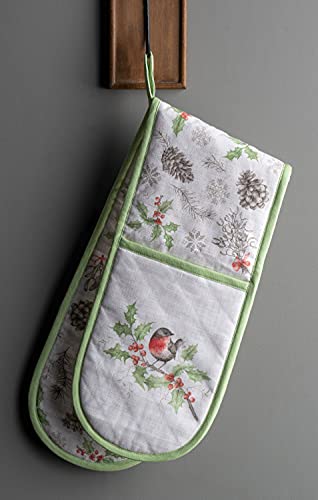 Maison d' Hermine Double Oven Mitt (18 cm x 89 cm) 100% Cotton Heat Resistant BBQ Cooking Gloves with Loop for Christmas Decorations Baking Cooking Barbeque Handling Hot Pan (Christmas Dew) - Image 2