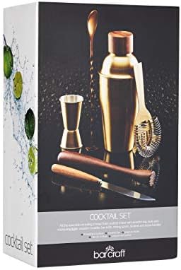 BarCraft Cocktail Making Kit (6-Piece Gift Set) -Brass Finish, 2, 28 x 32 x 28 cm