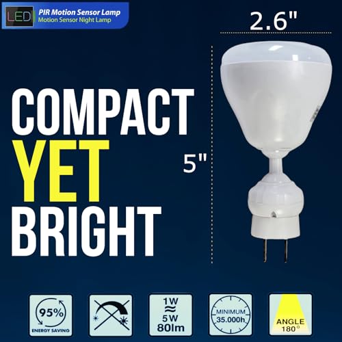 Image of Plug in Wall AC Outlet Dusk to Dawn Motion Activated Directional Plug in Wall LED Bright Night Light Indoor 5W 6500K Flexible Adjustable Neck for Basement Garage Ceiling Hallway Bathroom