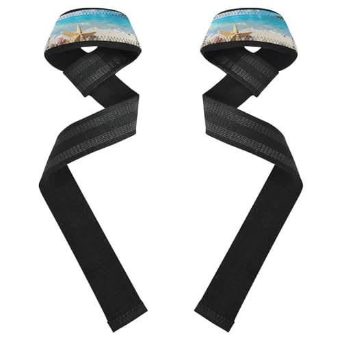Nander Blue Sky Beach Shell Wrist Straps for Weightlifting,Lifting Straps with Neoprene Cushioned Wrist Padded and Anti-Skid Silicone for Strength Training,Bodybuilding,Deadlifting