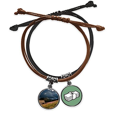 Pulsera de cuero de ciencias forestales con detalles de naturaleza y flor