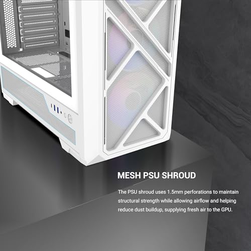 Image of SAMA S41 ATX Mid-Tower Gaming PC Case, 4 ARGB Fans, USB-C, 360mm AIO, White
