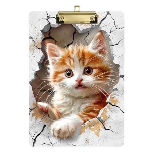 おもしろ猫クリップボード 目立たないクリップ付き 子供 男の子 女の子 格納式吊り下げタブ 12.5インチ x 9インチ