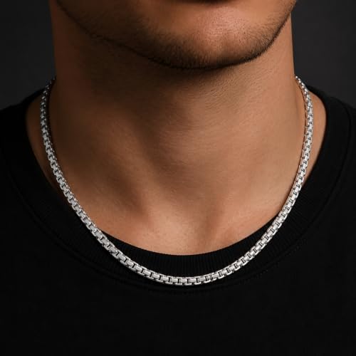 Image of THE MEN THING Chain for Men, Luxury Pure Titanium Steel Chain | Silver Stainless Steel Chain | Necklace Jewellery for Men & Boys