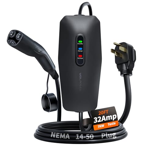 VDLPOWERVP Level 2 Tesla Charger 32Amp, 7KW Electric Vehicle Portable Charger with 20FT Cable, Home...