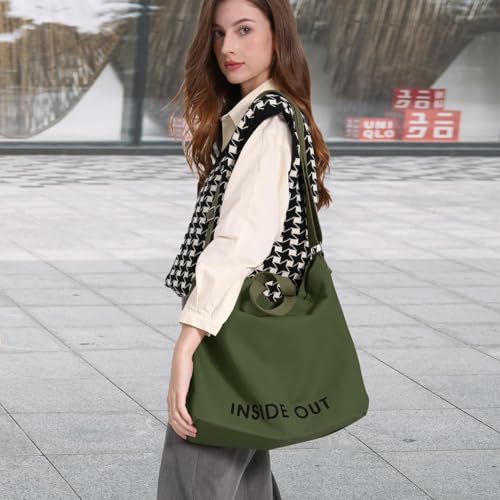 Image of Canvas Tote Bag For Women inside out bag Crossbody Handbag with Adjustable Strap and Coin Purse for Work,Travel,Grocery