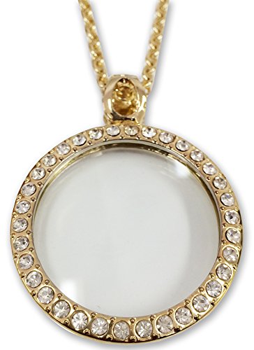 MAXIMIZE 2X Golden Magnifier Pendant with Faux Gemstones