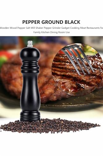 Image of Jamboree Pepper Grinder Classic Oak Wood Spicy Pepper Salt Corn Mill Grinder Wooden, Ceramic Traditional Pepper Mill (Black)