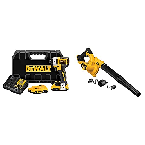 DEWALT 20V MAX* XR Impact Driver Kit, Brushless, 3-Speed, 1/4-Inch, 2.0-Ah (DCF887D2) with DEWALT 20V MAX* Blower for Jobsite, Compact, Tool Only (DCE100B)