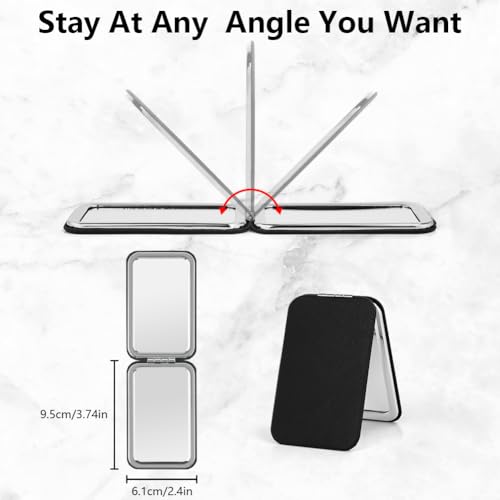 OSDUE Makeup Mirror, 2X Magnifying PU Leather Compact Double Sided Portable Folding Pocket Travel Handheld Mirror - Image 2