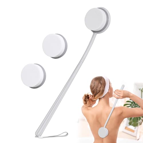 TYYIHUA 20.5\" Lotion Applicator for Back with 2 Replaceable Heads, Long Handled Applicator to Put Lotion on Back Self Elderly,Women,Men - Tanning Suntan Sunscreen Lotion Applicator for Legs and Feet
