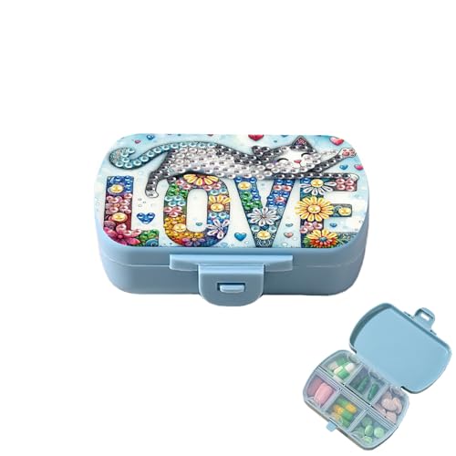Image of ARTopet Diamond Art Painting Mini Storage Box with 6-Grid Creative Design Compact Portable Small Case for Purse Travel Daily-Love Cat