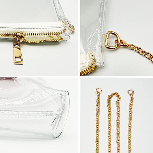 Image of Clear Purse Bags for Stadium Events Clear Stadium Crossbody Bags for Women Shoulder Bag with Adjustable Chain for Concert Sports Events