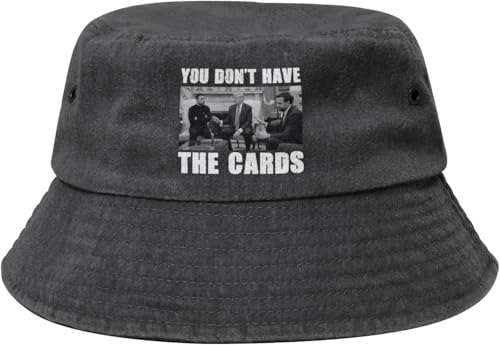 Vintage You Don't Have The Cards Bucket Hat,Outdoor Sun Hat Flat Top Cap for Fishing Hiking Beach Sports,Black