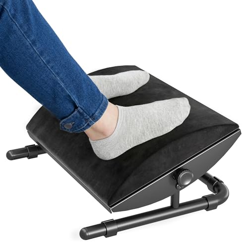 Image of PEGZONE Ergonomic Foot Rest Under Desk, Adjustable Footrest with Removable Memory Foam and Non-Slip Steel Base, Washable Cover, Desk Foot Stool for Home Office and Study, Black