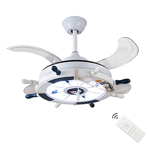 Aeyee Nautical Ceiling Fan with Lights and Remote Control, 42" LED Ceiling Fan, Reversible Fan Chandeliers for Kids' Room Nursery in White - Image 3